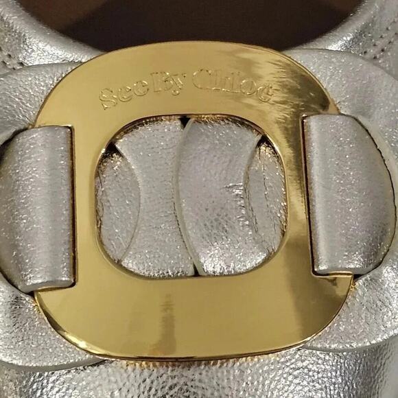 NEW See By Chloe Chany Ballet Flat Womens EU 40 Metallic Gold Leather Designer - Picture 5 of 14